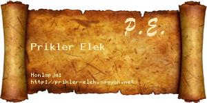Prikler Elek névjegykártya